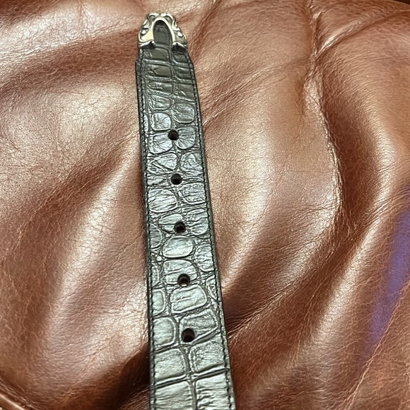 Vintage Brighton Classic Croc Embossed Black Leather Belt - Picture 3 of 5